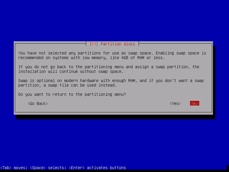 Parrot OS - Choose No to confirm to proceed