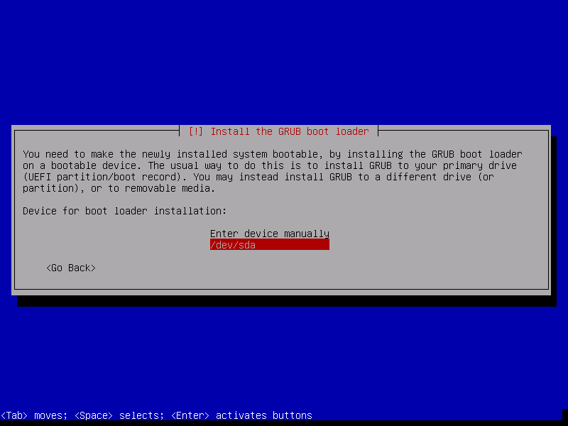 Parrot OS - It should be installed on the boot disk, /dev/sda in this case