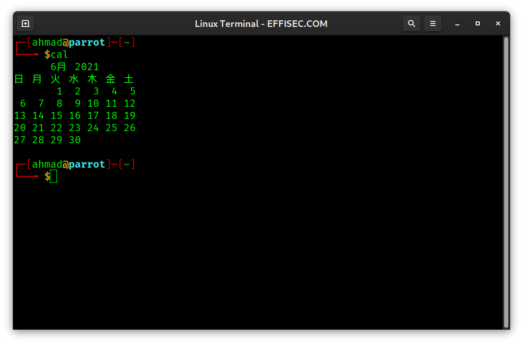 Linux Terminal - cal