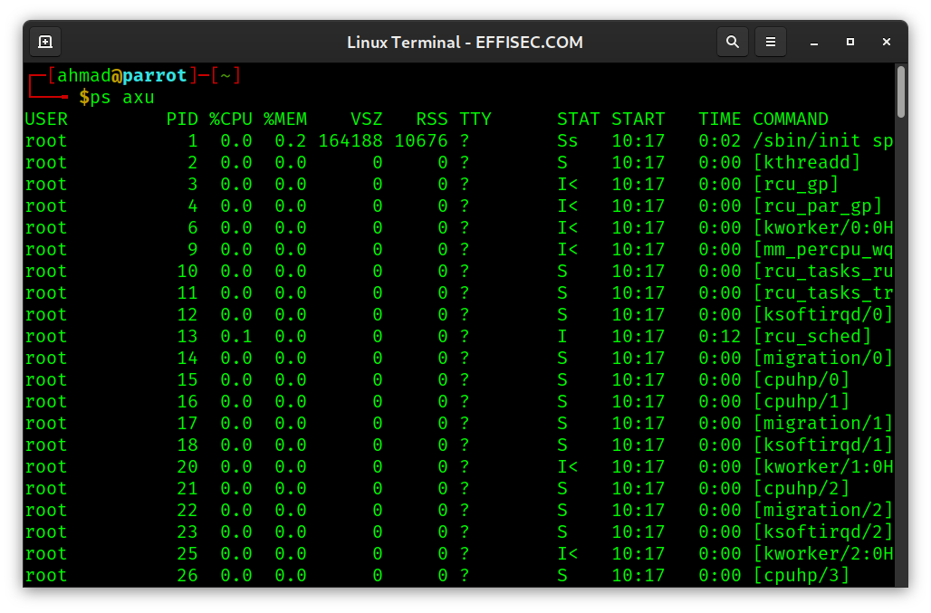 Linux Terminal - ps axu