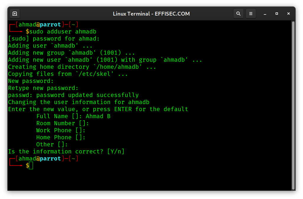 Linux Terminal - adduser