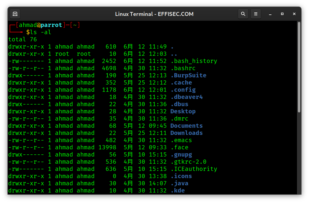 Linux Terminal - ls -al