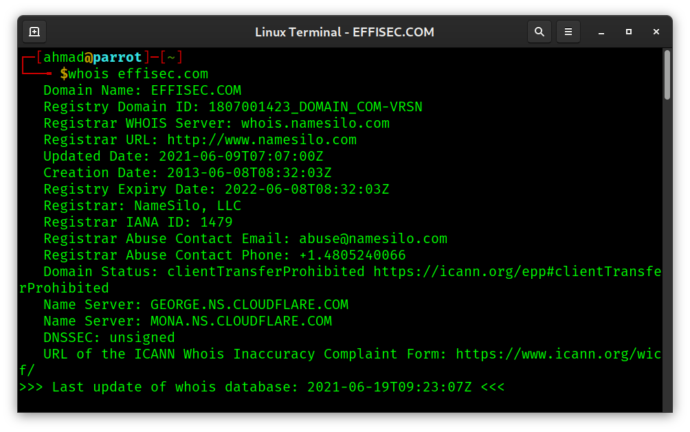 Linux Terminal - whois