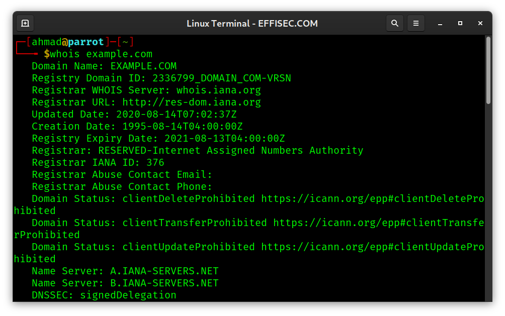 Linux Terminal - whois